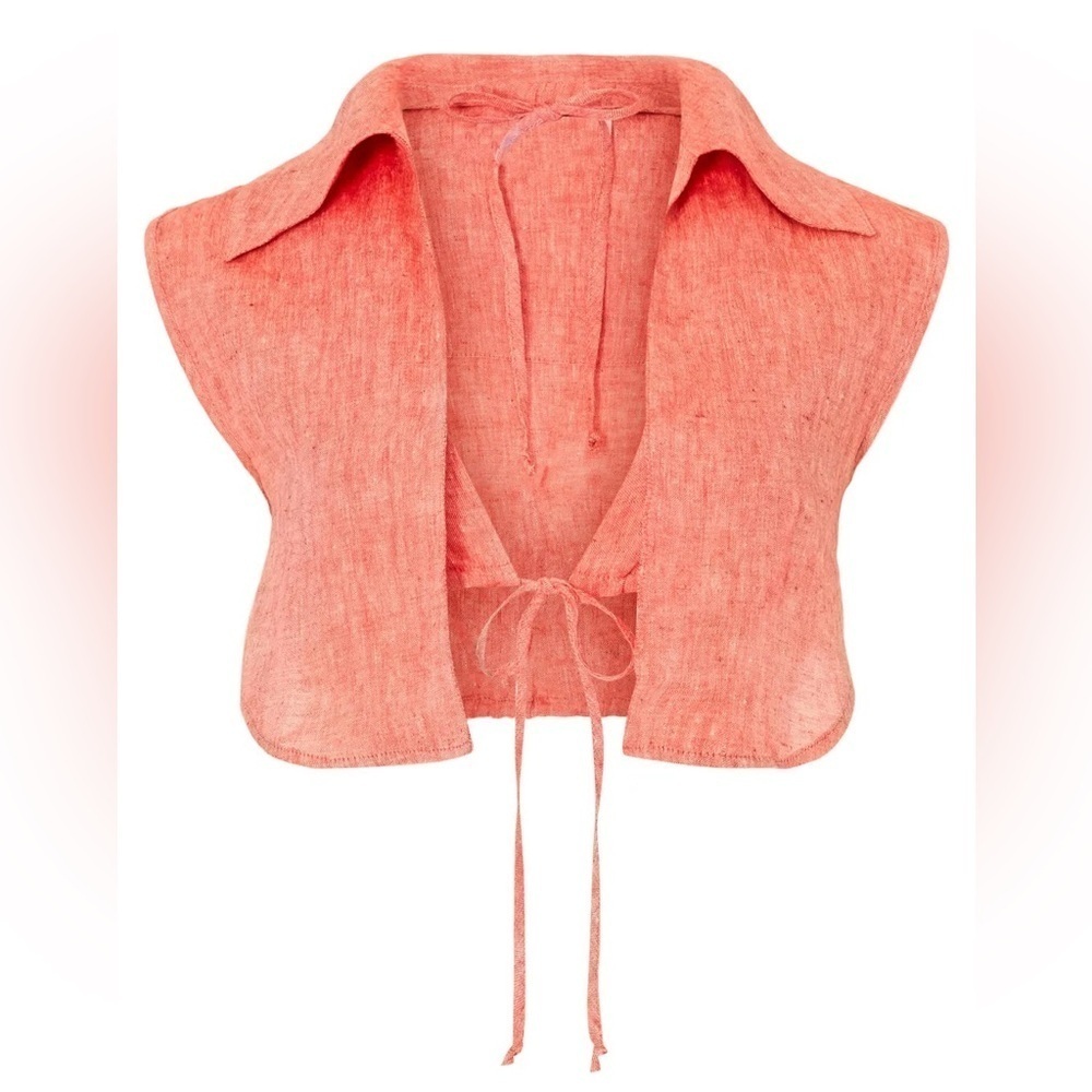 Matthew Bruch Vest with Triangle Linen Top - Red - Small